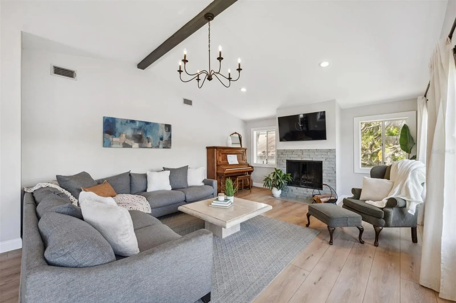 Luxury vinyl plank living room installation Holiday FL